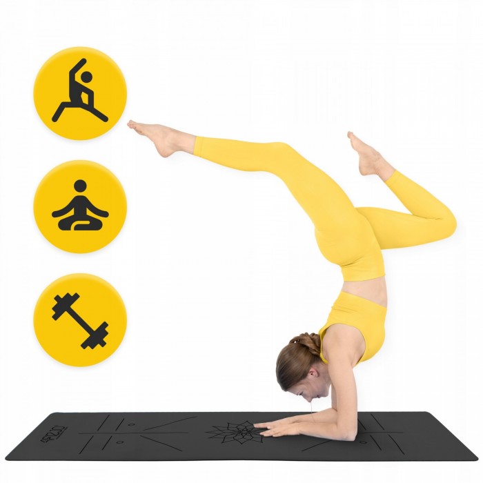 Килимок (мат) спортивний 4FIZJO PU 183 x 68 x 0.4 см для йоги та фітнесу Black (P-5907739319531)