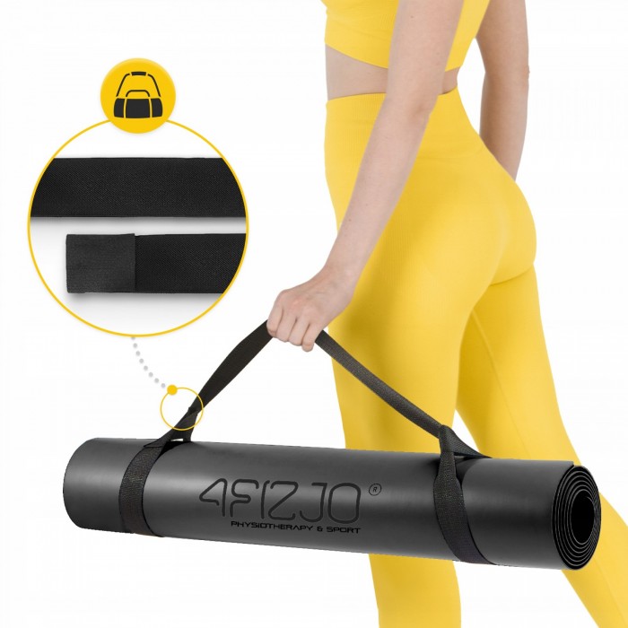 Килимок (мат) спортивний 4FIZJO PU 183 x 68 x 0.4 см для йоги та фітнесу Black (P-5907739319531)