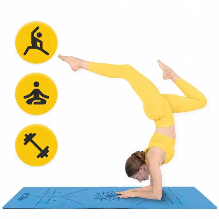 Килимок (мат) спортивний 4FIZJO PU 183 x 68 x 0.4 см для йоги та фітнесу Blue (P-5907739319555)