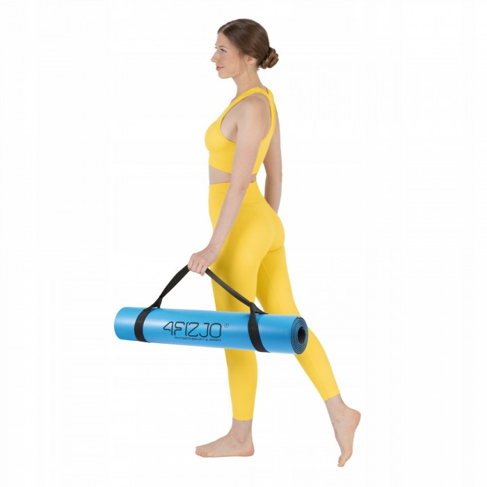 Килимок (мат) спортивний 4FIZJO PU 183 x 68 x 0.4 см для йоги та фітнесу Blue (P-5907739319555)