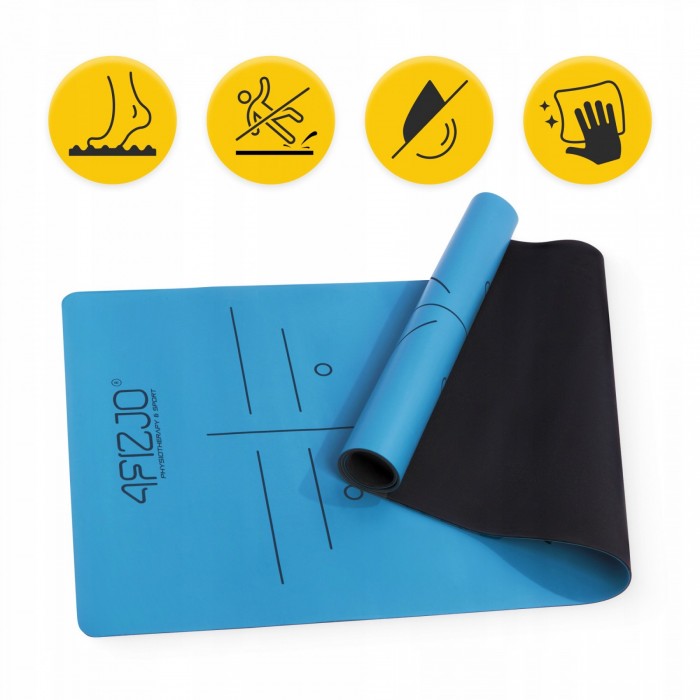 Килимок (мат) спортивний 4FIZJO PU 183 x 68 x 0.4 см для йоги та фітнесу Blue (P-5907739319555)