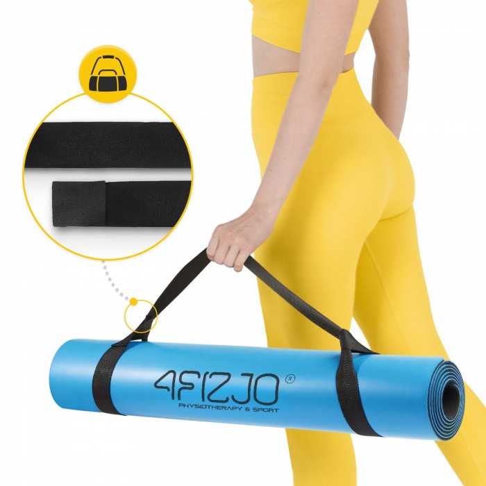 Килимок (мат) спортивний 4FIZJO PU 183 x 68 x 0.4 см для йоги та фітнесу Blue (P-5907739319555)