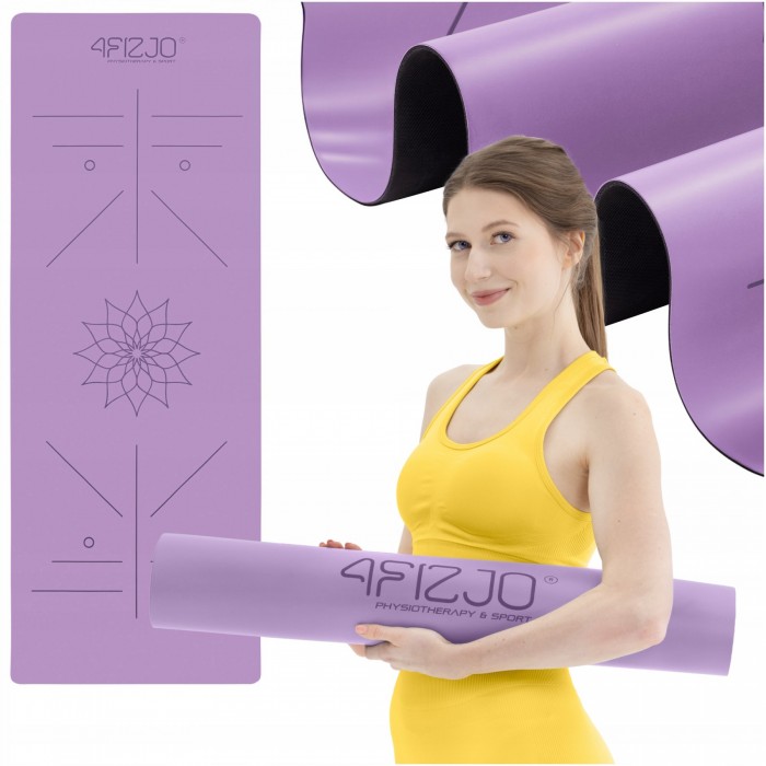 Коврик (мат) спортивный 4FIZJO PU 183 x 68 x 0.4 см для йоги и фитнеса Violet (P-5907739319548)