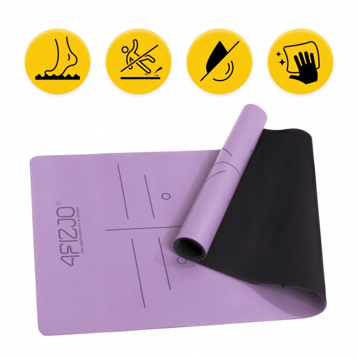 Коврик (мат) спортивный 4FIZJO PU 183 x 68 x 0.4 см для йоги и фитнеса Violet (P-5907739319548)