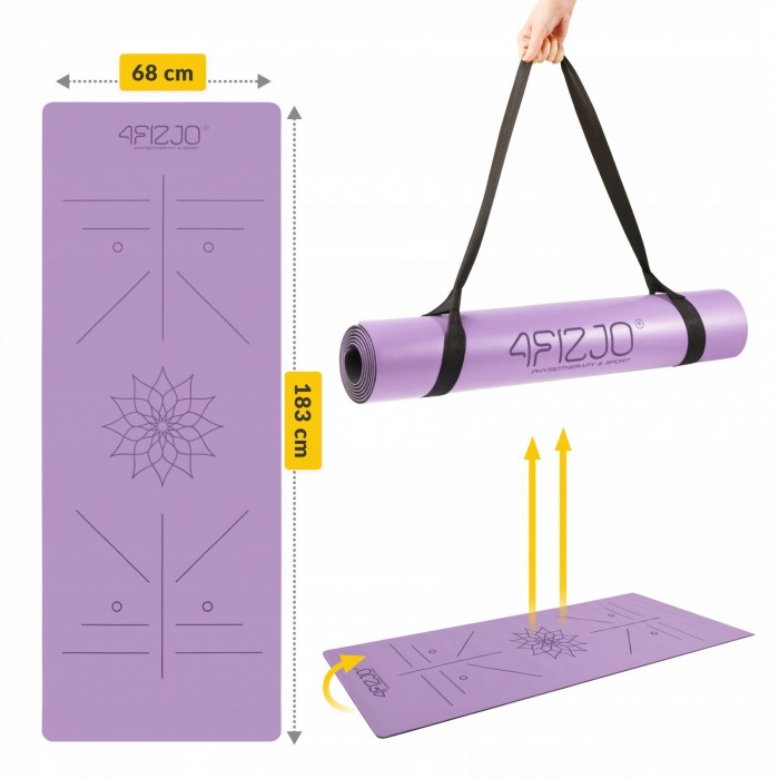Коврик (мат) спортивный 4FIZJO PU 183 x 68 x 0.4 см для йоги и фитнеса Violet (P-5907739319548)