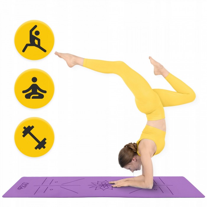 Коврик (мат) спортивный 4FIZJO PU 183 x 68 x 0.4 см для йоги и фитнеса Violet (P-5907739319548)