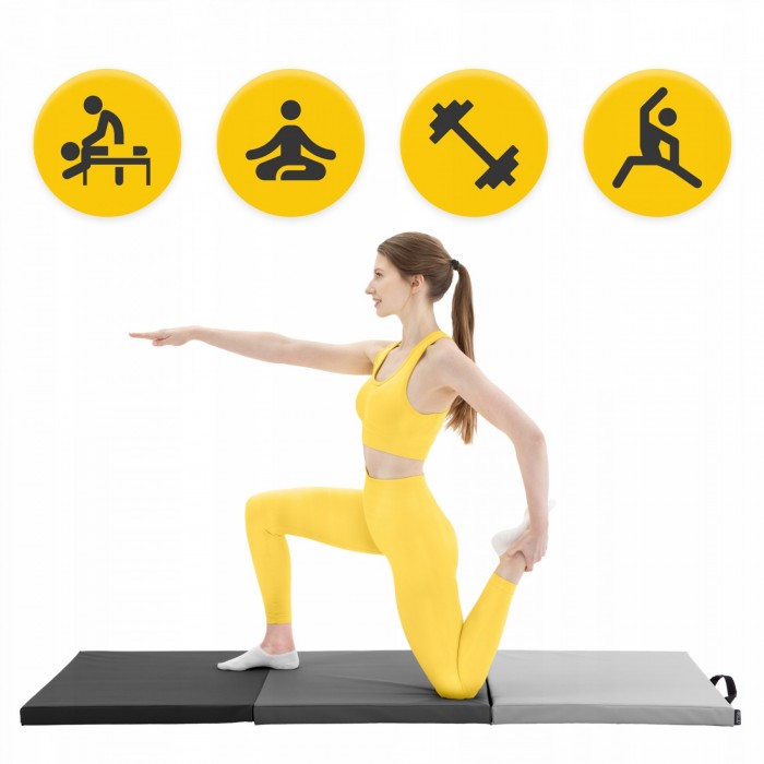 Мат гімнастичний складний 4FIZJO 180 x 60 x 5 см Black/Grey (P-5907739319692)