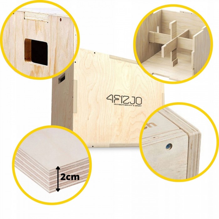 Бокс пліометричний (тумба для кросфіту) 4FIZJO 3 в 1 75 x 60 x 50 см дерев'яний (P-5907739317469)