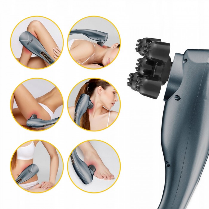 Ручний вібраційний масажер для тіла 4FIZJO Long Stick 7 в 1 Grey (P-5907739319135)