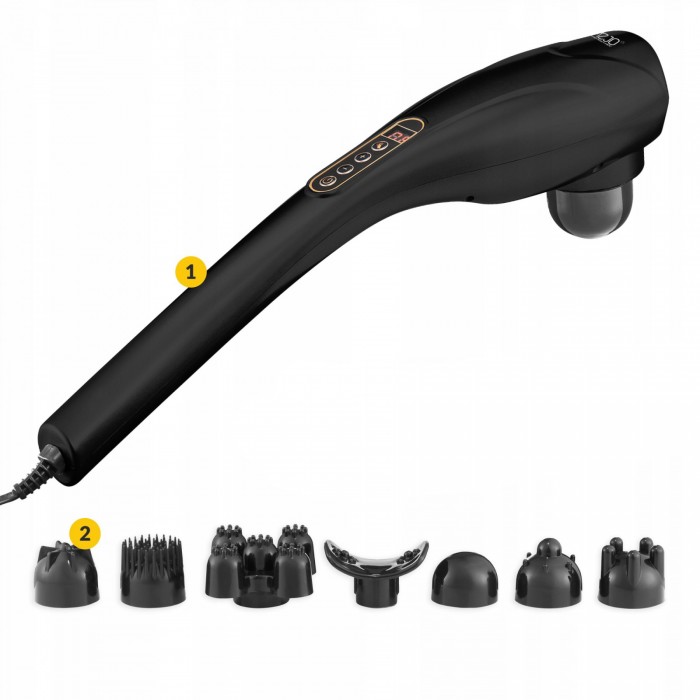 Ручний вібраційний масажер для тіла 4FIZJO Long Stick 7 в 1 Black (P-5907739319142)