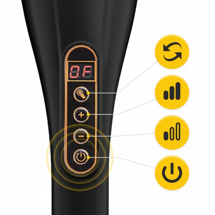 Ручний вібраційний масажер для тіла 4FIZJO Long Stick 7 в 1 Black (P-5907739319142)