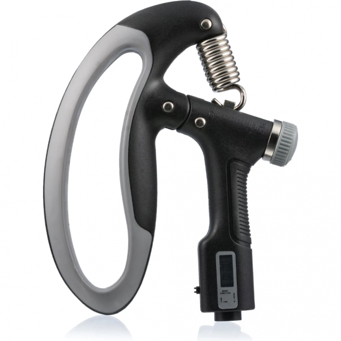 Эспандер кистевой пружинный регулируемый Gymtek 10-100 кг с счетчиком серо-черный