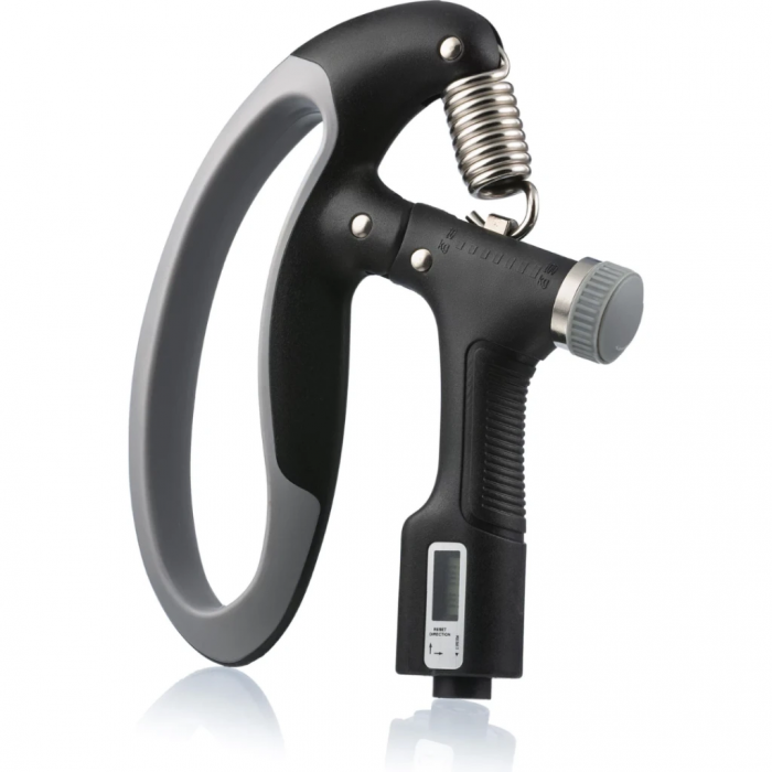 Эспандер кистевой пружинный регулируемый Gymtek 10-100 кг с счетчиком серо-черный