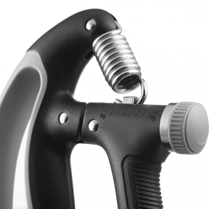 Эспандер кистевой пружинный регулируемый Gymtek 10-100 кг с счетчиком серо-черный