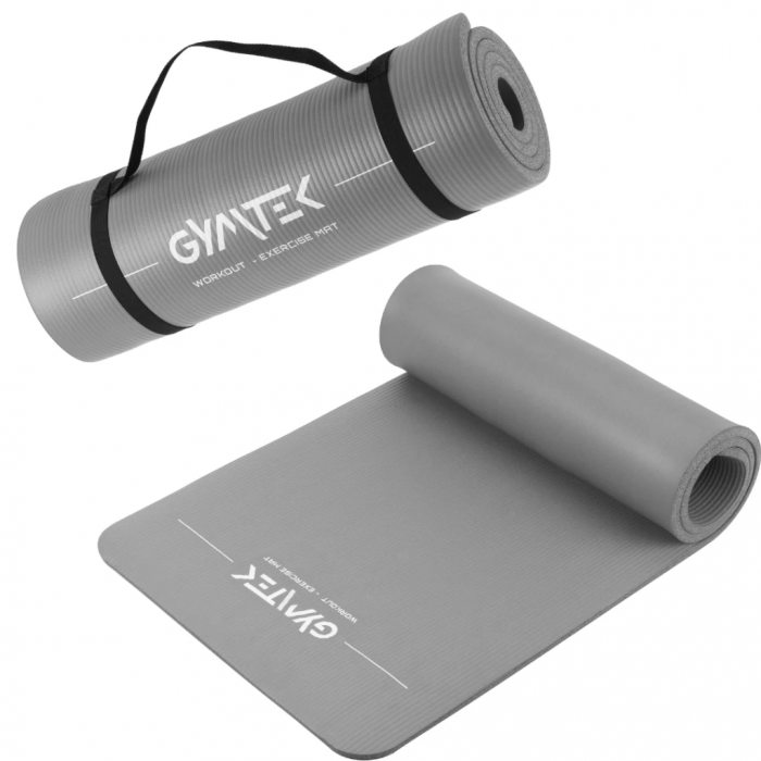 Килимок (мат) для йоги та фітнесу Gymtek NBR 1,5см сірий