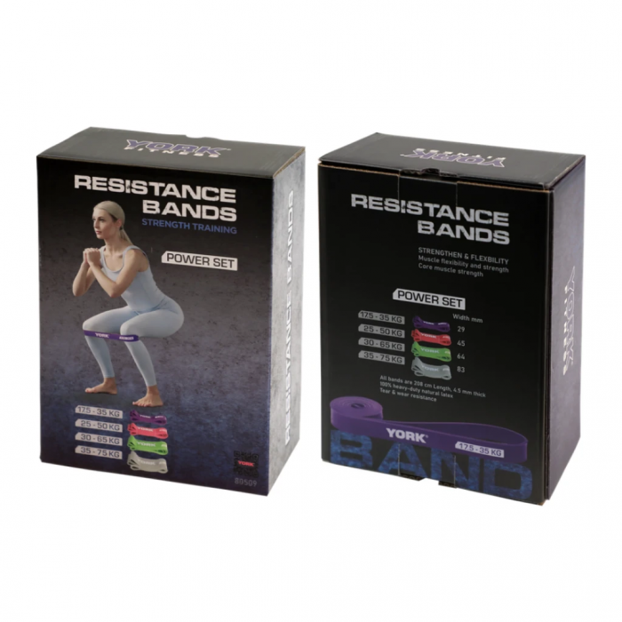 Набор резинок для подтягивания и тренировок York Fitness 4 шт (17,5 - 65 кг)