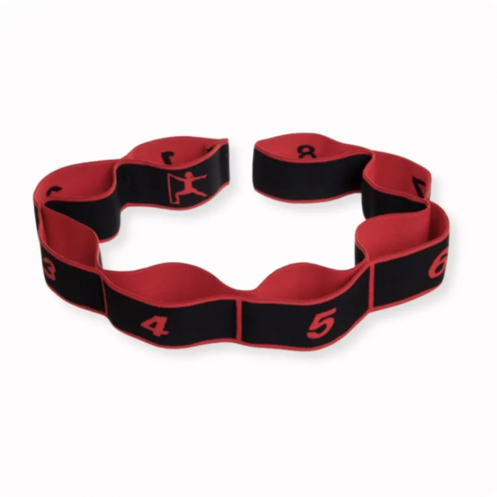 Резинка для фитнеса с петлями Queenfit 86,5 х 4см черно-красная