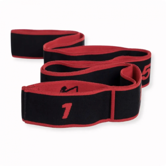 Резинка для фитнеса с петлями Queenfit 86,5 х 4см черно-красная