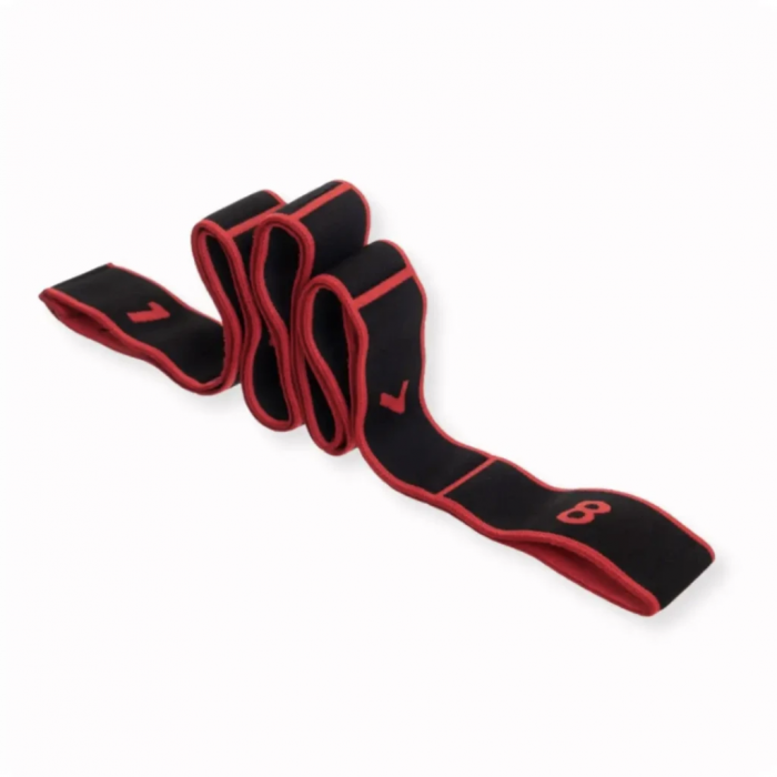 Резинка для фитнеса с петлями Queenfit 86,5 х 4см черно-красная