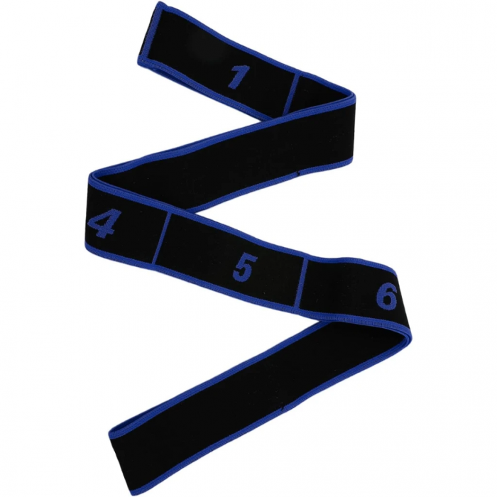 Резинка для фитнеса с петлями Queenfit 86,5 х 4см черно-голубая