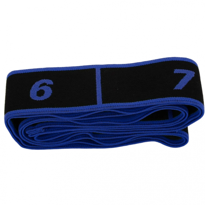 Резинка для фитнеса с петлями Queenfit 86,5 х 4см черно-голубая
