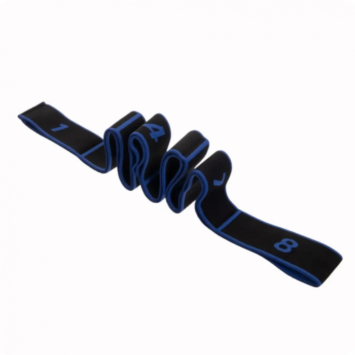 Резинка для фитнеса с петлями Queenfit 86,5 х 4см черно-голубая