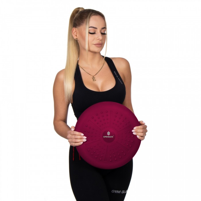 Балансувальна подушка (сенсомоторна) масажна Springos PRO FA1070 Burgund