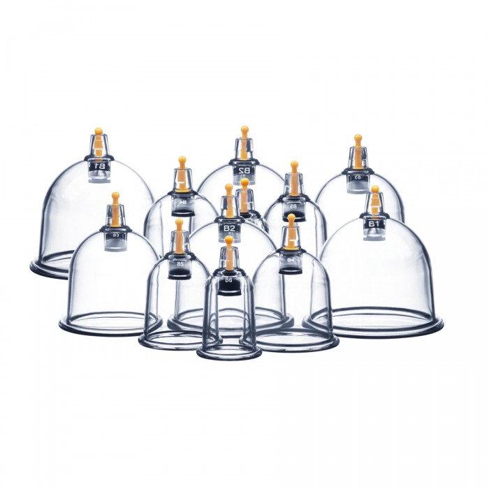 Вакуумні масажні банки 4FIZJO для тіла (китайські/антицелюлітні банки) 12 шт з помпою (P-5907739319906)