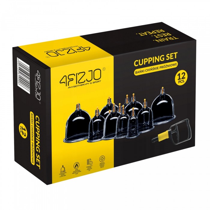 Вакуумні масажні банки 4FIZJO для тіла (китайські/антицелюлітні банки) 12 шт з помпою (P-5907739319906)