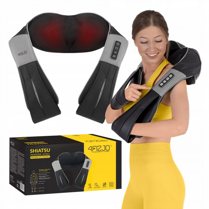 Накидка-массажер 4FIZJO Shiatsu Ultra+ для шеи и спины, аккумуляторный Black/Grey (P-5907739319098)