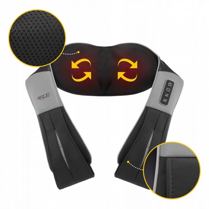 Накидка-массажер 4FIZJO Shiatsu Ultra+ для шеи и спины, аккумуляторный Black/Grey (P-5907739319098)