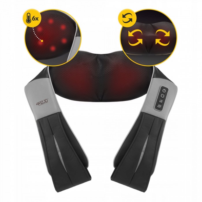 Накидка-массажер 4FIZJO Shiatsu Ultra+ для шеи и спины, аккумуляторный Black/Grey (P-5907739319098)