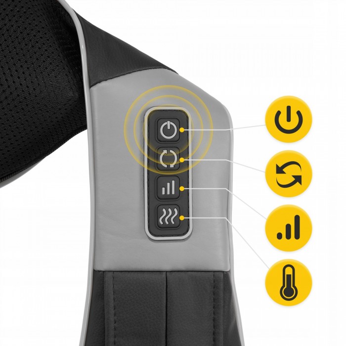 Накидка-массажер 4FIZJO Shiatsu Ultra+ для шеи и спины, аккумуляторный Black/Grey (P-5907739319098)