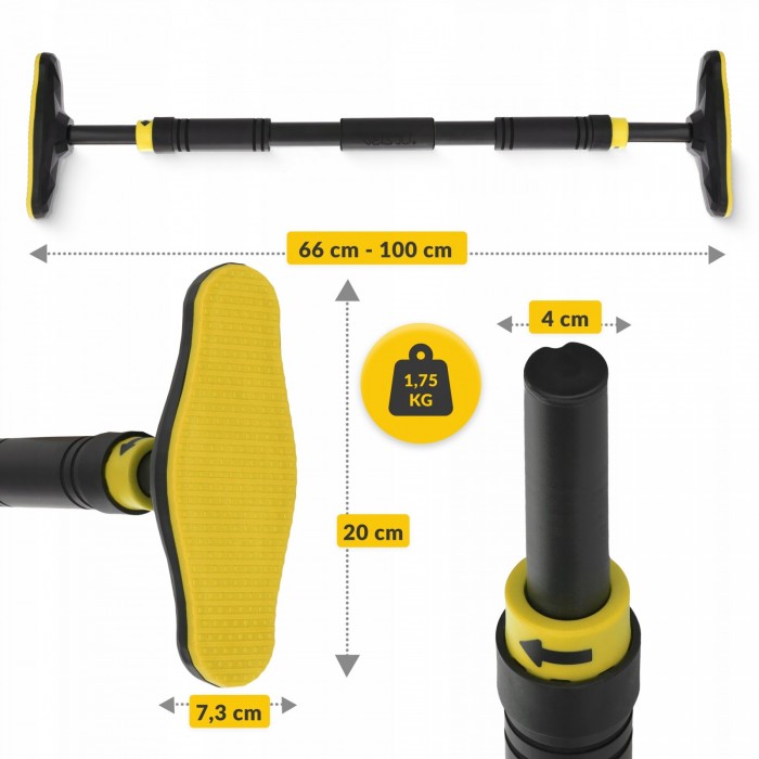 Турник в дверной проем раздвижной 4FIZJO ULTRA 66-100 см Black/Yellow (P-5905973400343)