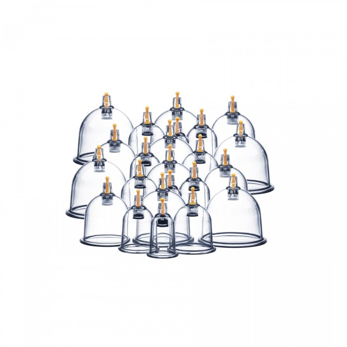 Вакуумні масажні банки 4FIZJO для тіла (китайські/антіцелюлітні банки) 24 шт з помпою (P-5907739319913)