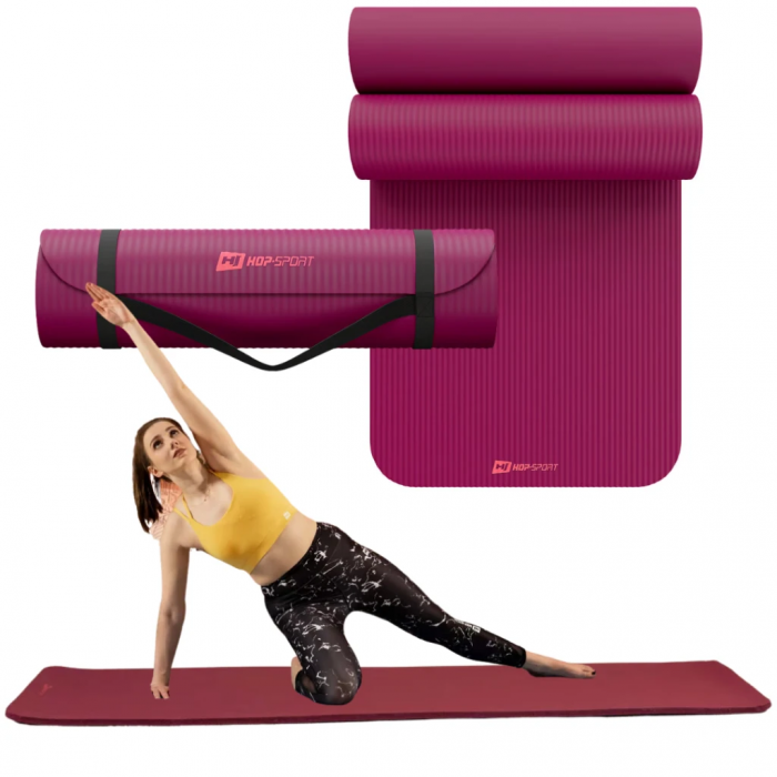 Килимок для йоги Hop-Sport HS-NB010GM NBR 1см ягідний