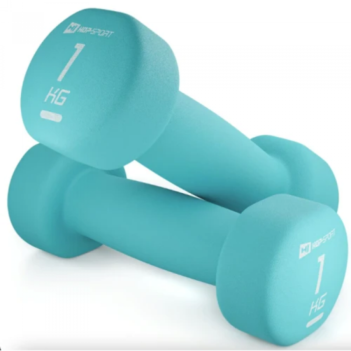 Гантели для фитнеса неопреновые круглые Hop-Sport HS-V010DR 2x1кг бирюзовый