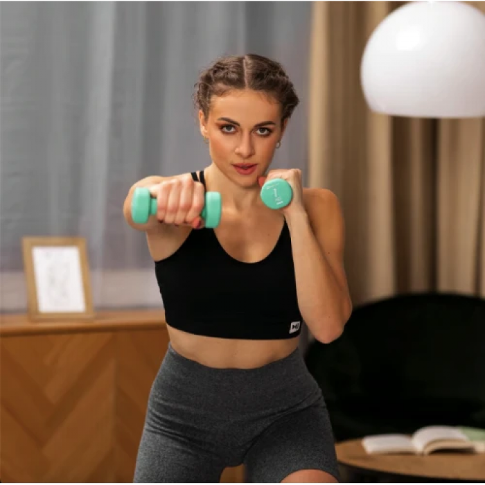 Гантели для фитнеса неопреновые круглые Hop-Sport HS-V010DR 2x1кг бирюзовый