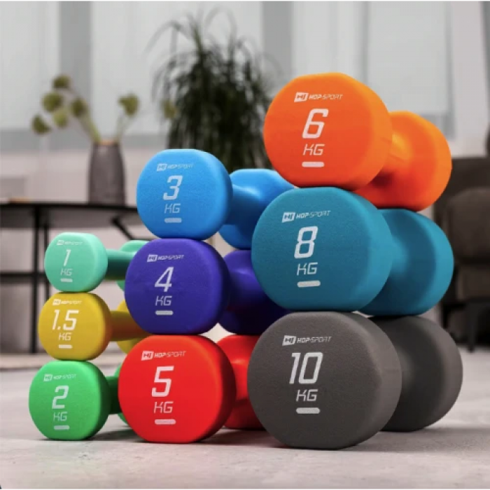 Гантели для фитнеса неопреновые круглые Hop-Sport HS-V010DR 2x1кг бирюзовый