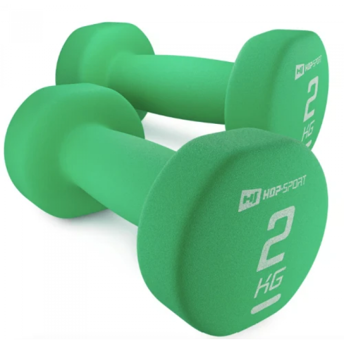 Набор гантелей для фитнеса неопреновых круглых Hop-Sport HS-V020DR 2x2 кг зеленый