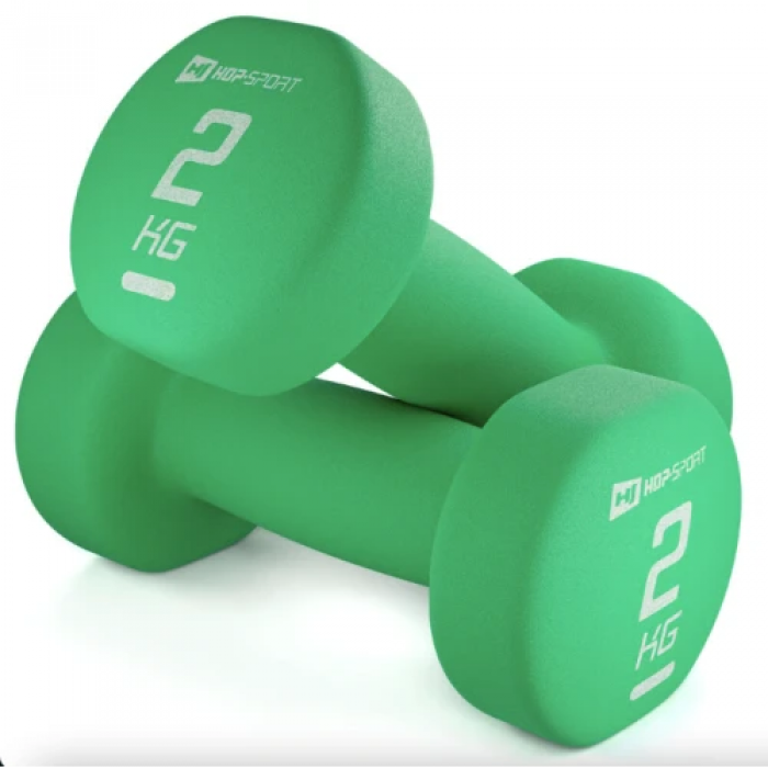 Набор гантелей для фитнеса неопреновых круглых Hop-Sport HS-V020DR 2x2 кг зеленый