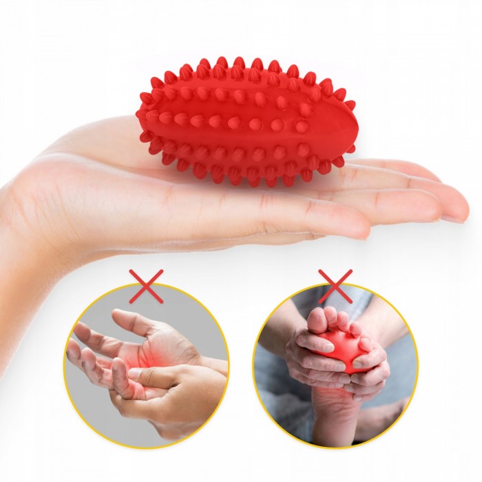 М'яч масажний огірок 4FIZJO Spike Bean 11.5 x 5 см Red (P-5905973400190)
