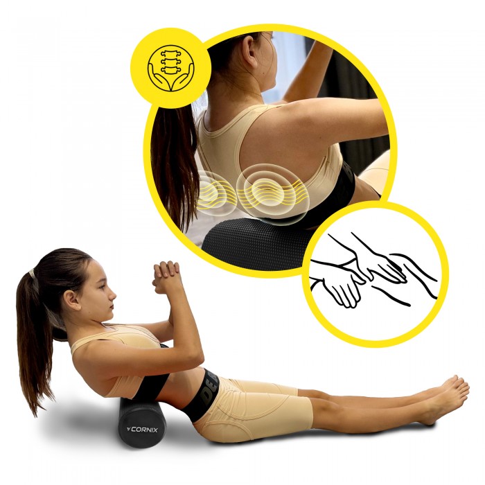 Масажний ролик Cornix EVA+ 45 x 15 см (валик, роллер) XR-0305 Black