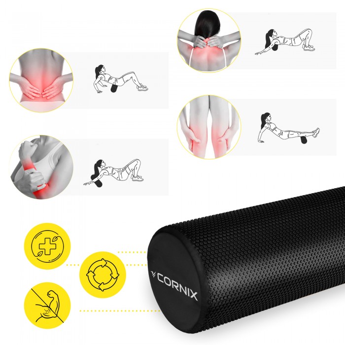 Масажний ролик Cornix EVA+ 45 x 15 см (валик, роллер) XR-0305 Black