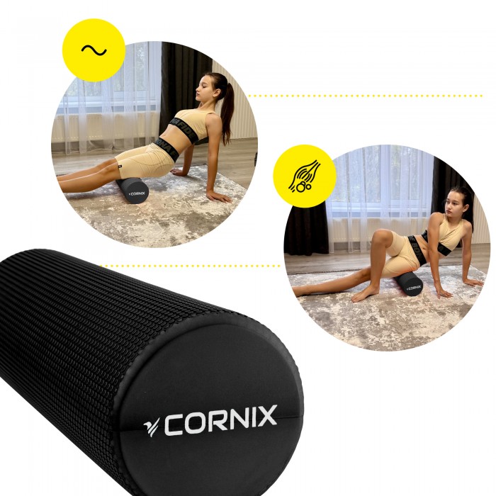 Масажний ролик Cornix EVA+ 45 x 15 см (валик, роллер) XR-0305 Black