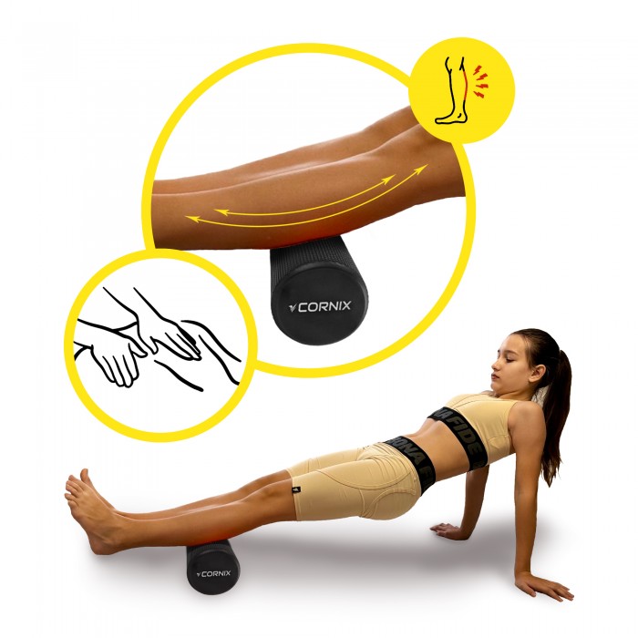 Масажний ролик Cornix EVA+ 45 x 15 см (валик, роллер) XR-0305 Black