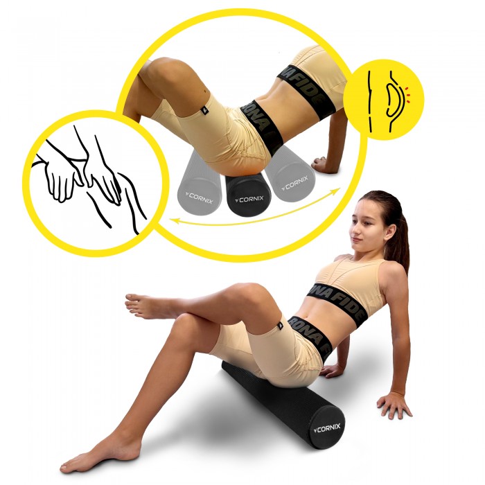 Массажный ролик Cornix EVA+ 60 x 15 см (валик, роллер) XR-0310 Black