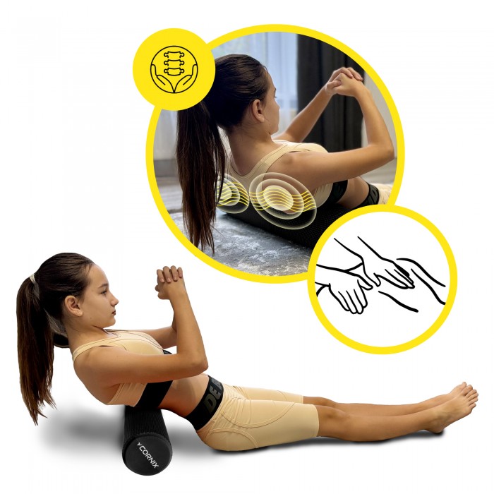 Массажный ролик Cornix EVA+ 60 x 15 см (валик, роллер) XR-0310 Black