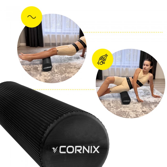 Массажный ролик Cornix EVA+ 60 x 15 см (валик, роллер) XR-0310 Black