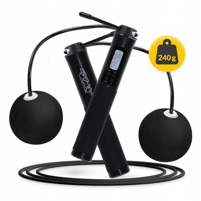 Скакалка со счетчиком 4FIZJO 2 в 1 проводная/беспроводная Black (P-5905973402200)